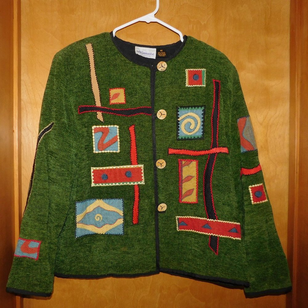 Vintage Green Embroidered Blazer